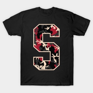 Initial Capital Letter S Camo Alphabet Gift Women Men Kids T-Shirt